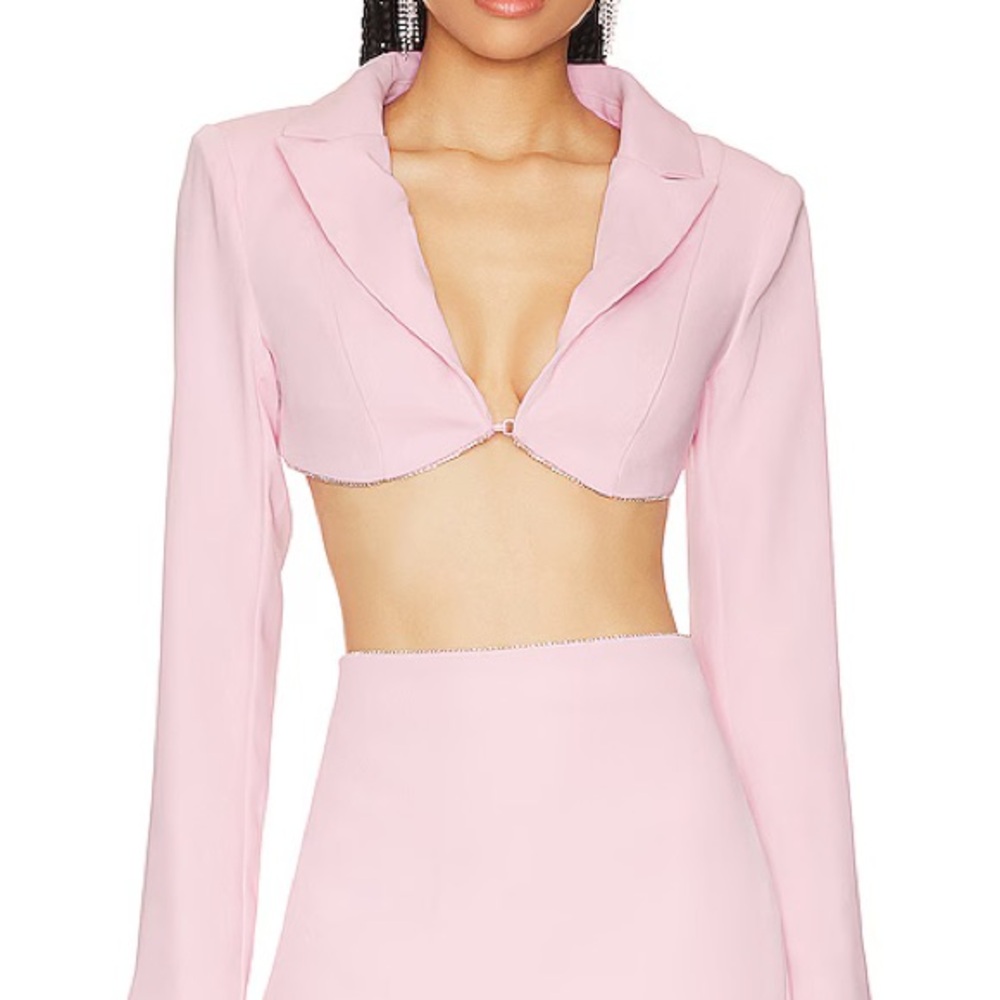 Lovers and Friends Tia Embellished Cropped Blazer (pink)